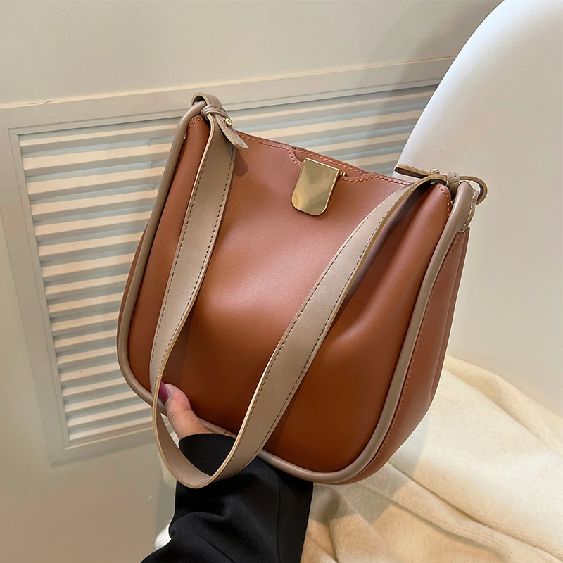 

Модная женская сумка через плечо 2022, Повседневная модная сумка-мессенджер из искусственной кожи, сумки-ведра через плечо с новой текстурой