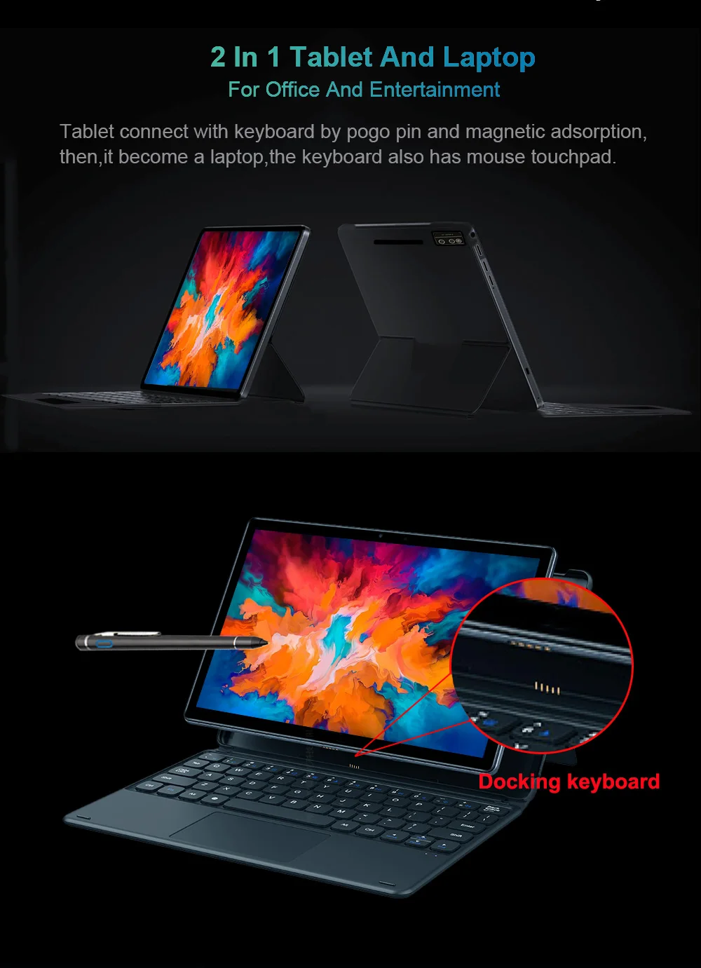 Nenmone Pad5s 10.1 인치 태블릿, 안드로이드 1920x1200, MT6771 옥타 코어, 2 인 1 태블릿 노트북, 4G 전화 통화, C타입 13MP 카메라
