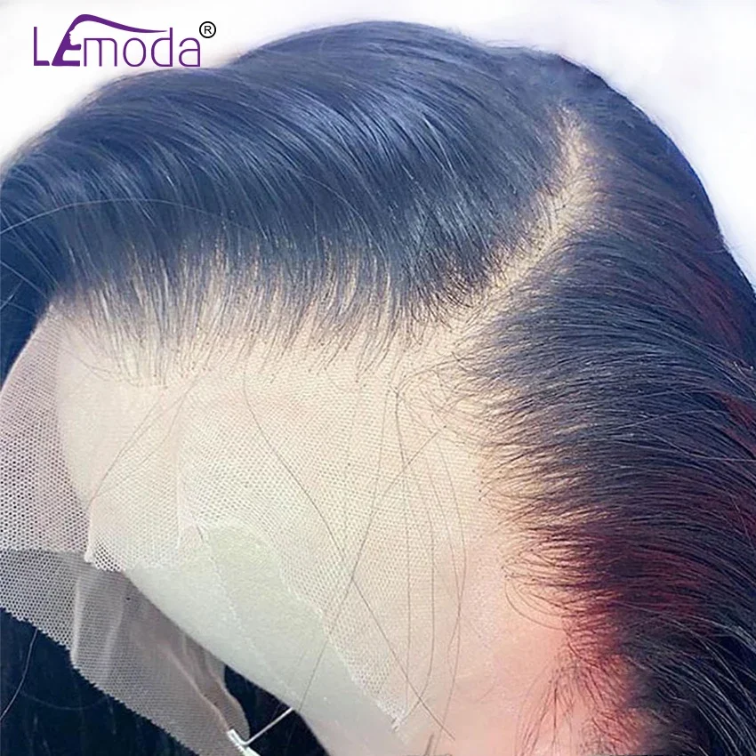 Lemoda 13x6 Vollspitzenperücke Aus Brasilianischem Echthaar – 180% Dichte, HD Transparente Spitze, Vorgerissen – Farbe 12A (natürliches Schwarz)
