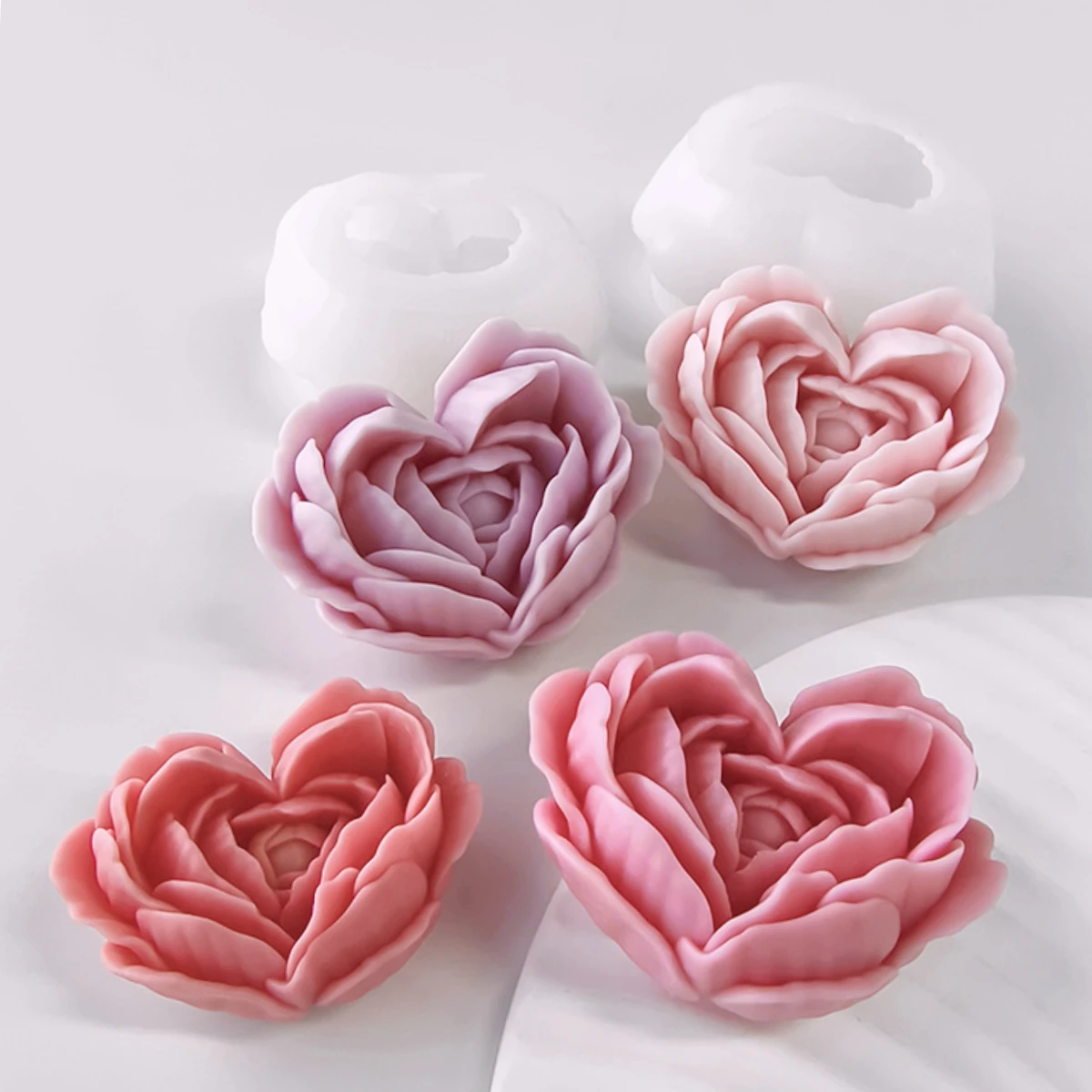 Romantic Heart Rose Candle Making Set Love Shape Flower Soap Resin Silicone Mould Wedding Cake Decor Valentine's Day Chocolate