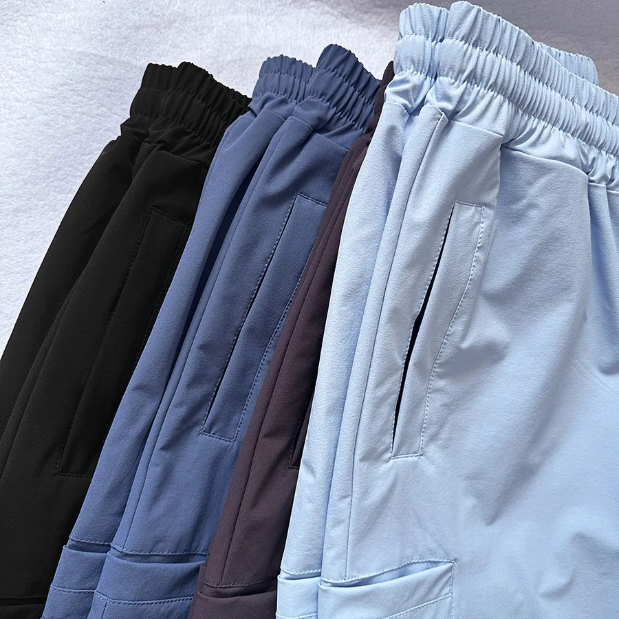 2024 new men's casual slacks Korean version of the trend with pants summer thin drop feeling wide-legged cargo pants 6