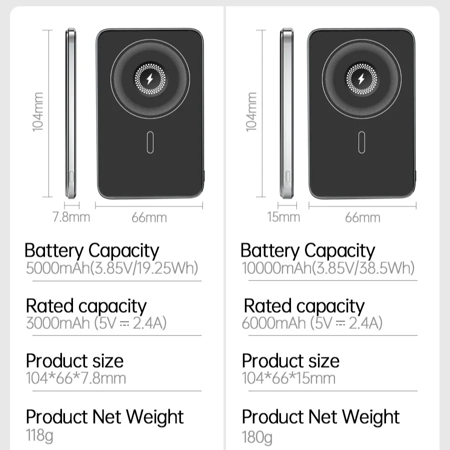 New Ultra thin Alloy Powerbank Magnetic Power Bank Wireless Fast Charger For Magsafe Backup battery For iWatch Serise iPhone 16 4