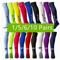 1/5/6 Pairs New Long Football Socks Silicone Suction Cup Grip Anti Slip Soccer Socks Sports Men Women Baseball Rugby Socks