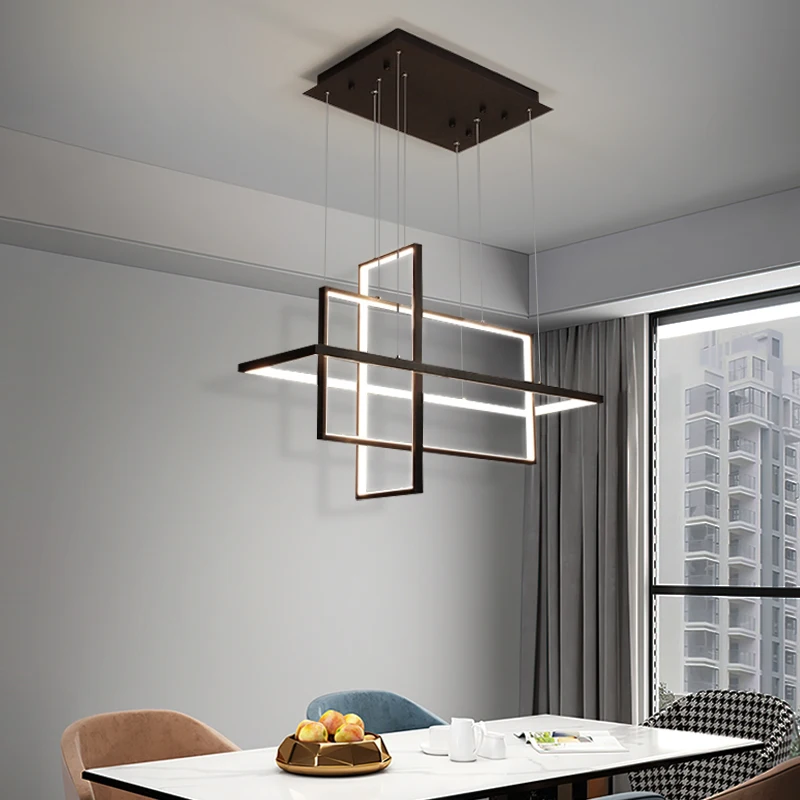 

Modern Minimalist LED Pendant Lamp for Living Restaurant Room Kitchen Tables Black Ceiling Chandelier Home Decor Lamp Fixture