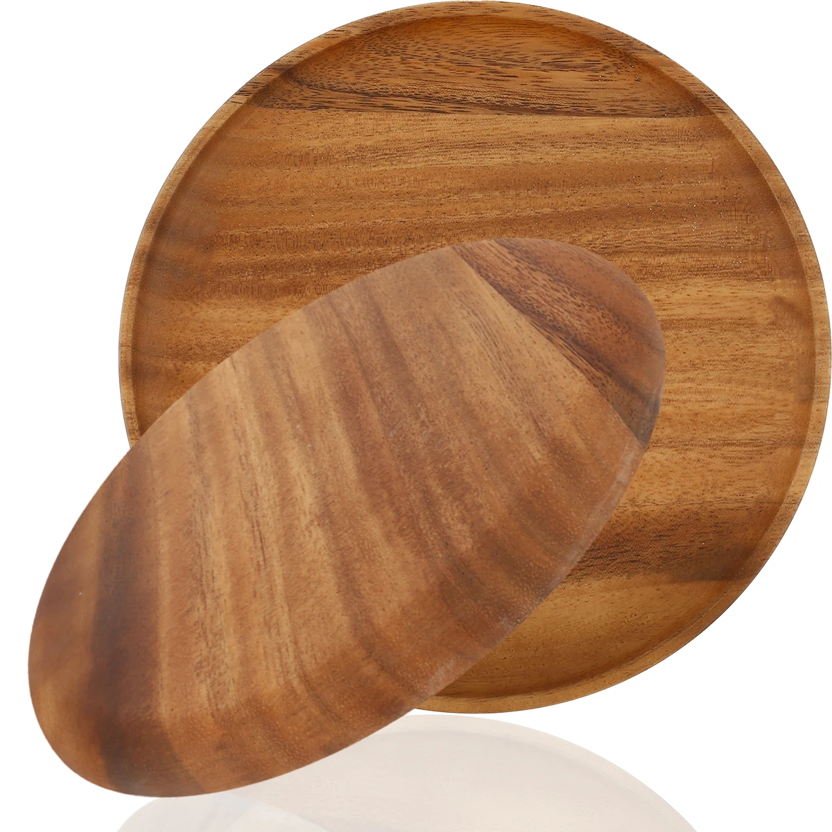 Round Wood Plates 20/24cm Acacia Wooden Tray Dinner Plates Simple Serving Dishes Snack Dessert Fruit Bread Soup Tableware