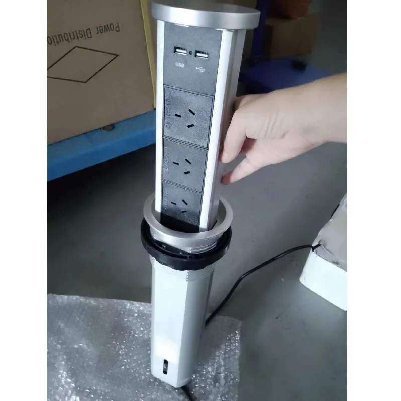 타워 소켓 히든 주방 카운터 수동 풀업 브라질 전원 콘센트 타워 USB 소켓 테이블탑 무선 충전 소켓