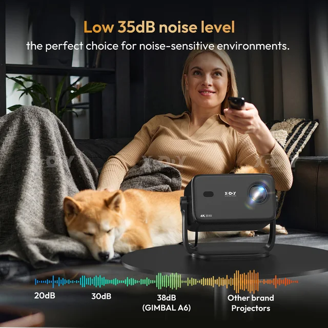 XGODY 4K Android 11 Projector Native 1080P With Auto Keystone Focus Wifi 6 BT 5.4 Portable Outdoor Movie Home Cinema