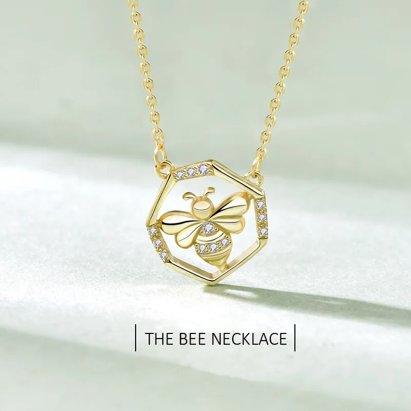 

New Arrival Sterling Silver Little Bee Necklace Original Luxury 925 Silver Clavicle Jewelry Valentine's Day Anniversary Gift