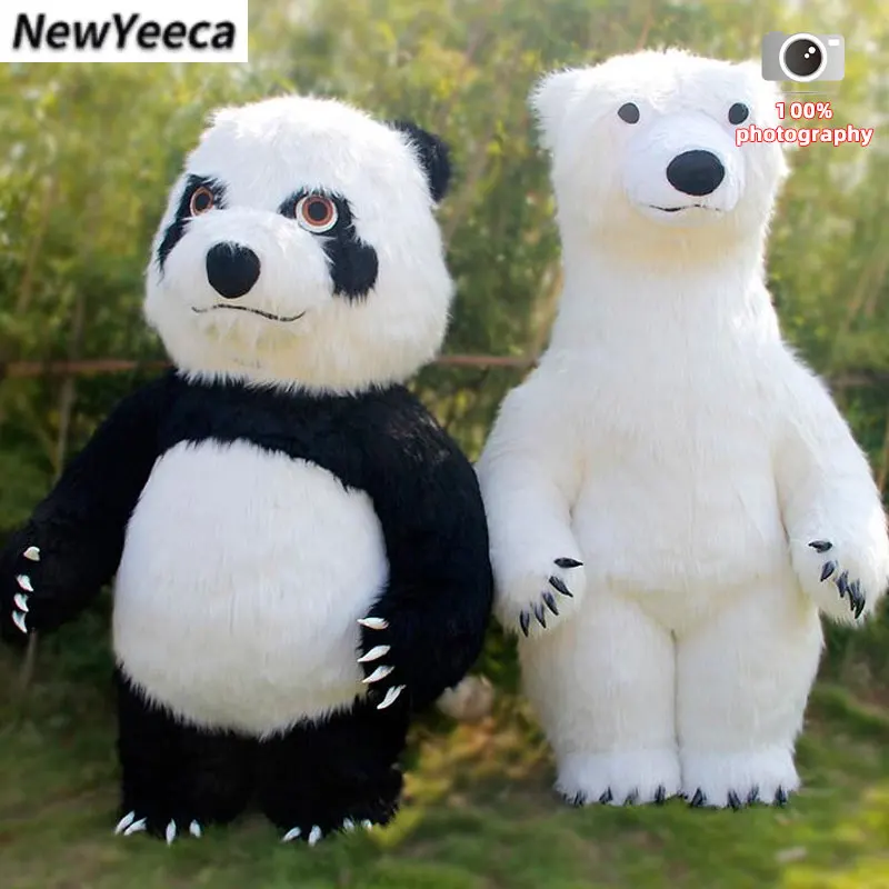 Inflatable 2M/2.6M/3M Big Panda Polar Bear Mascot Cosplay Costumes Party Advertising Plush Furry Cartoon Doll Clothing For Adult mascot costume