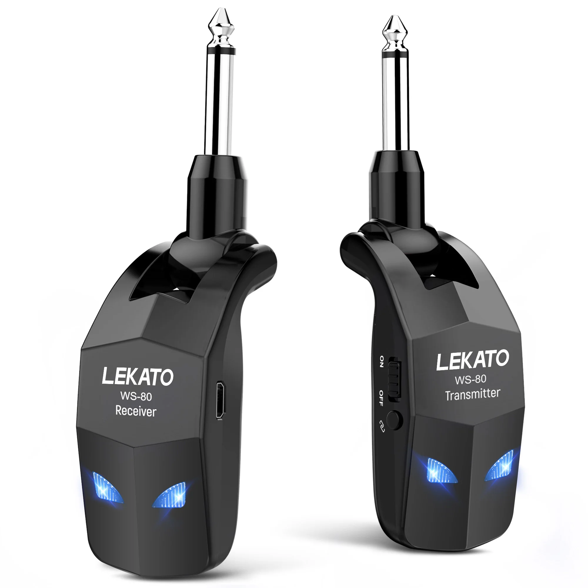 Lekato Wireless Guitar System 2.4Ghz Guitar Transmitter Receiver For Electric Wireless Transmitter Built-In Rechargeable