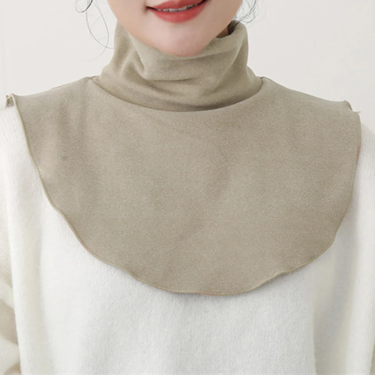 

Soft Velvet Ramadan Hijab Turtleneck Fake Collar Headwrap Full Cover Inner Turban Caps Plain Solid Bonnet Detachable Neck Collar