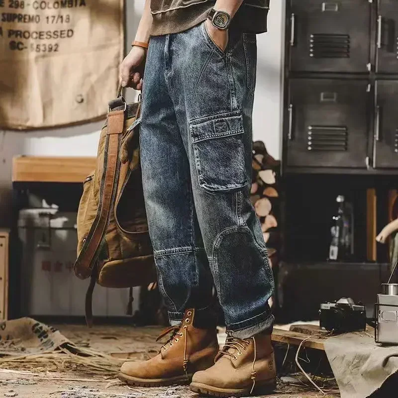 thumbnail image 1 of Pantalones vaqueros masculinos de talla grande, pantalones vaqueros estéticos para hombres, estilo coreano, recto, gráfico, grunge, Y2k, elegante, sexy, gótico, 1 of 5