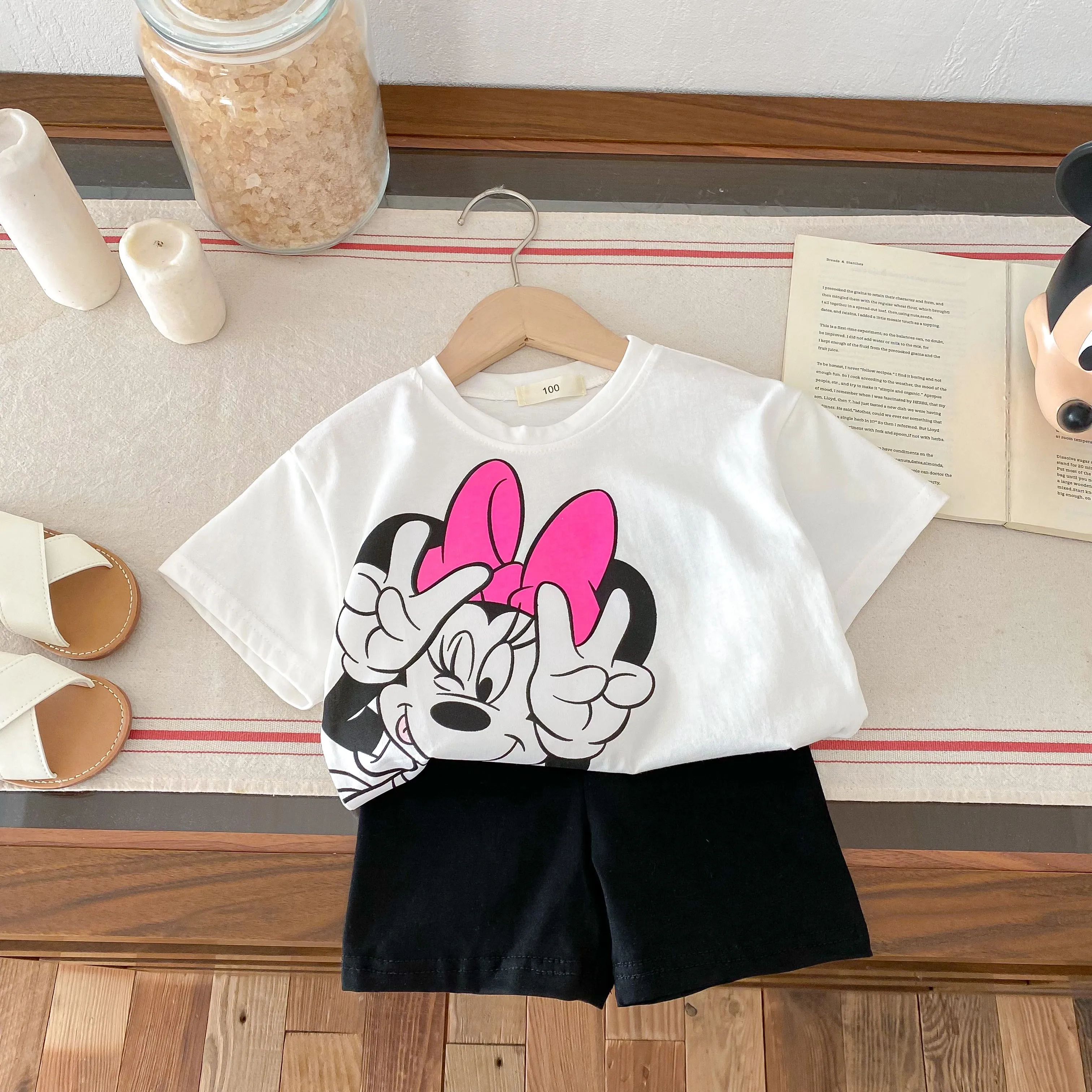 Minnie Set For Girl Clothes Summer Short Sleeve 2piece Outfits Toddler Costume Disney Cartoon Casual Suit Popular Design Brand 5