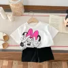 Minnie Set For Girl Clothes Summer Short Sleeve 2piece Outfits Toddler Costume Disney Cartoon Casual Suit Popular Design Brand 5
