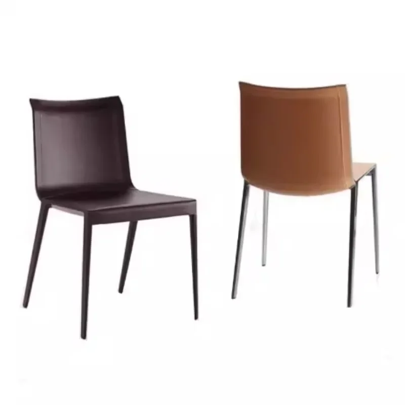 

Italian light luxury B&B designer simple modern negotiation chair hotel living room high-end aluminum alloy leather dining chair