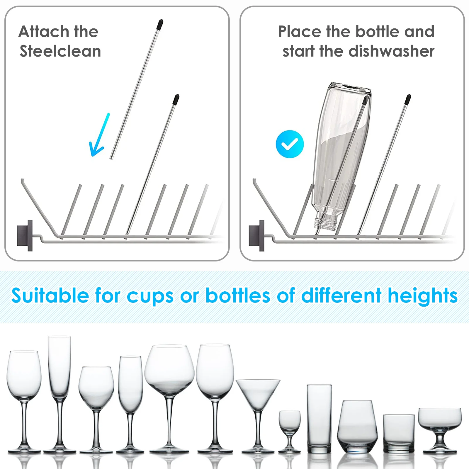 Dishwasher Insert Compatible with Soda-Stream Bottles Glass Holder