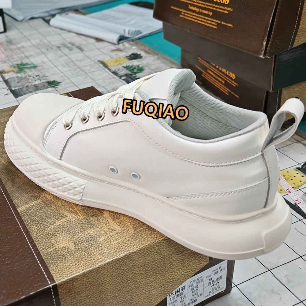 Männer Echtes Leder 8 cm Höhe Erhöhen Casual Schuhe Breite Zehe Bequeme Atmungsaktive Unisex Aufzug Turnschuhe Lift Sport Größere – Detail 6