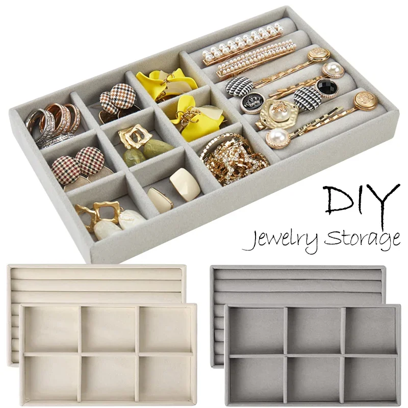 Velvet Jewelry Drawer Inserts Trays Earring Organizer Stackable Jewelry  Display Tray Box Ring Holder Necklace Case for Bracelet