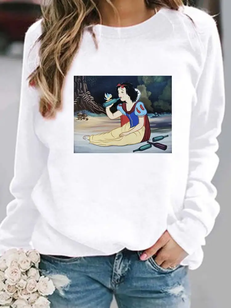 

Pullovers Holiday Cartoon Princess Spring Autumn Print Funny Watercolor Casual Women Fashion Lady Female Graphic Sweatshirt