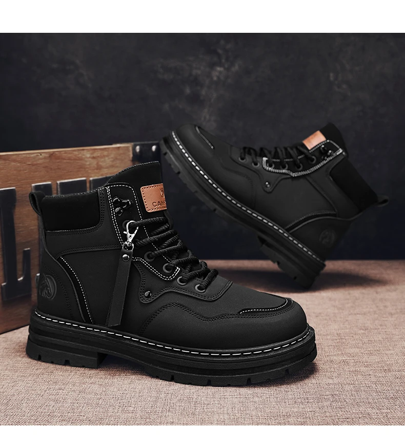 CYYTL Mens Boots Casual Winter Shoes Platform Leather Outdoor Designer Luxury Work Safety Ankle Sneakers Chelsea Cowboy Tactical