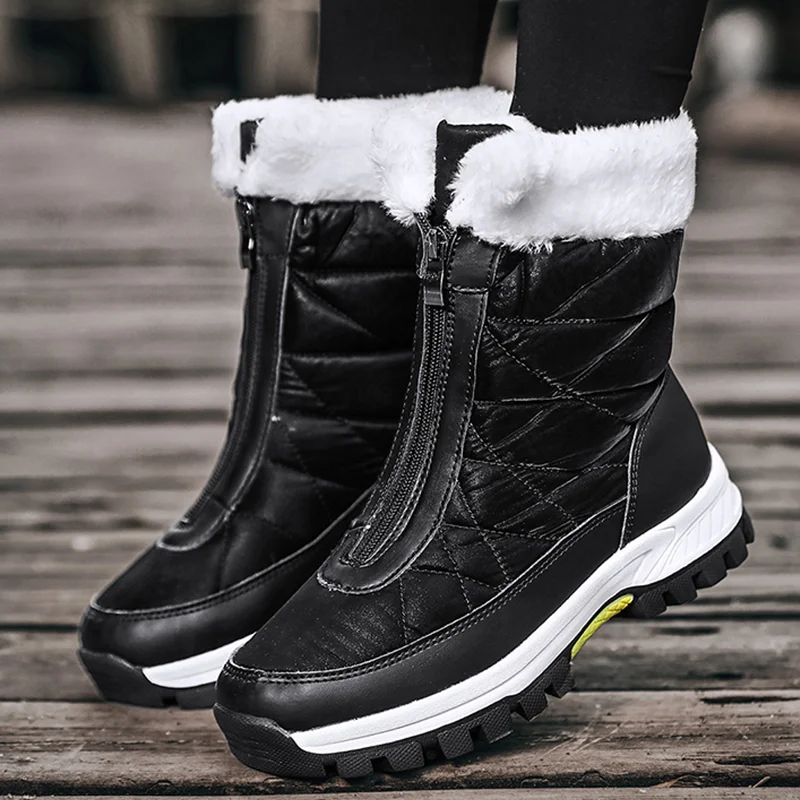 Snow Women Boots Platform Women Shoes Soft Keep Warm Boots Ladies Zipper Flat Fur Winter  Plus Size Shoes Woman  Botas Mujer