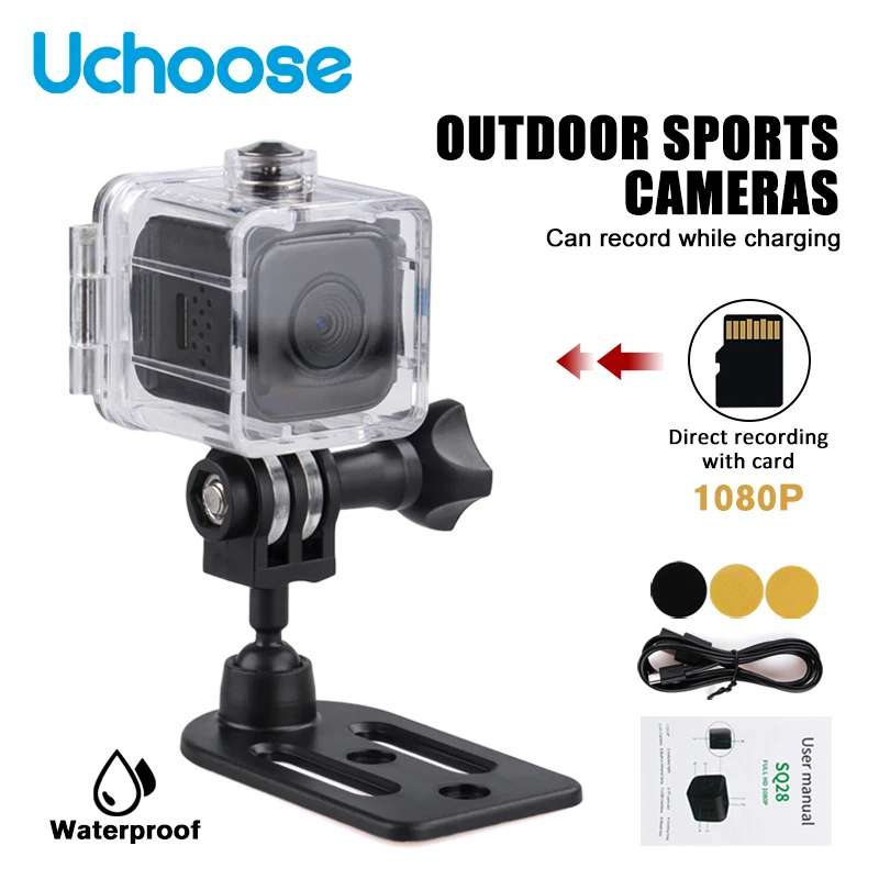 

2023 1080P водонепроницаемый корпус мини новая HD Спортивная камера основа вращение на 360 градусов большая память для велосипеда фотокамера