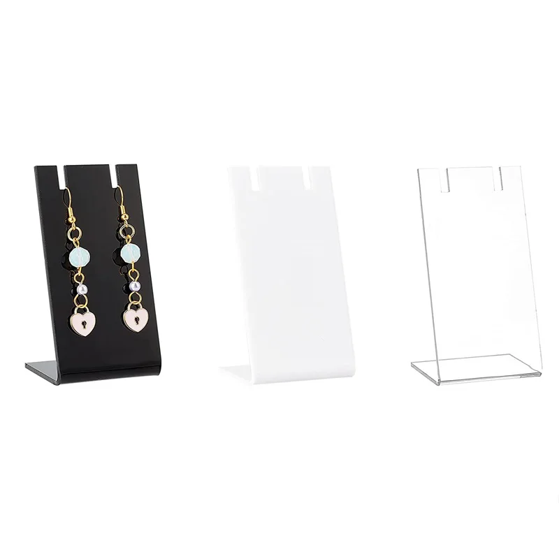 3 Colors L Slant Back Acrylic Earring Display Necklace Pendant Holder Organizer Jewelry Displays Props