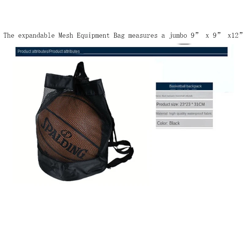 Small Drawstring Ball Bag Mesh Foldable Sport Equipment Bag Soccer Gym Bag for Basketball Volleyball Baseball Swimming or Beach