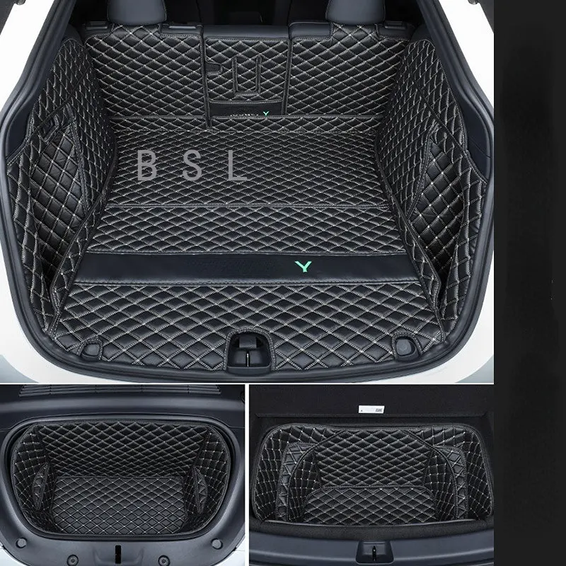 

Front And Rear Car Trunk Mat For Tesla Model Y Full Surround Microfiber Leather Protective Pad Interior Modification Accessories