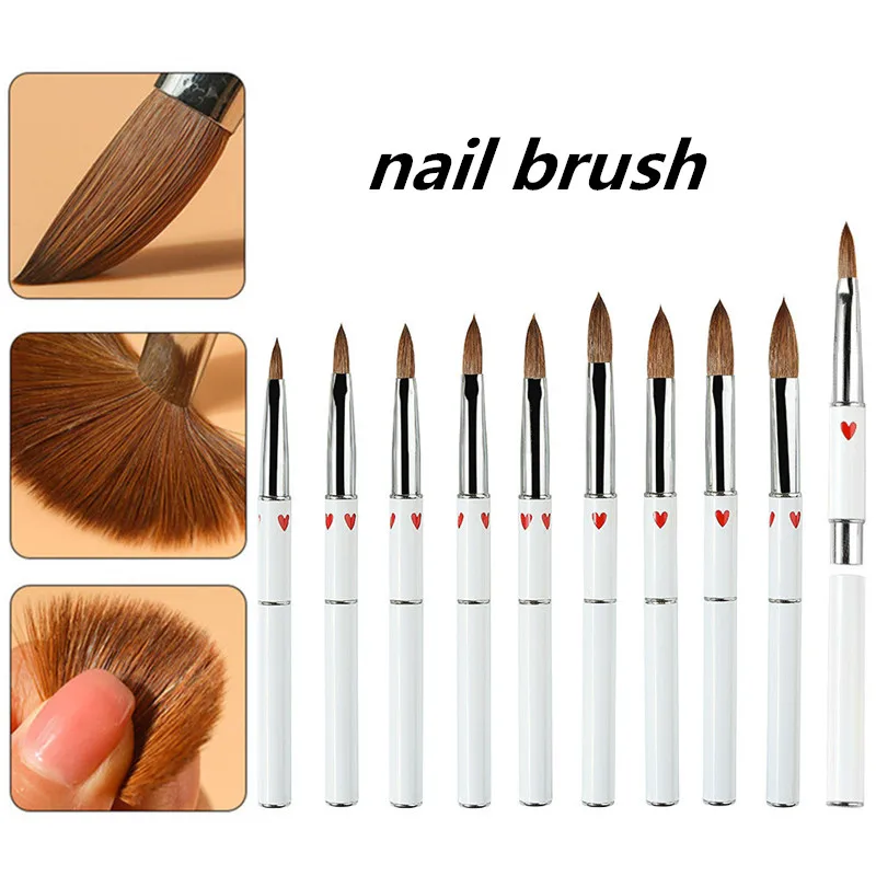

99.99%Kolinsky 3D Acrylic Nail Brushes 7Size Oval Art Painting for Powder Nail Carved Extend Salon Tool