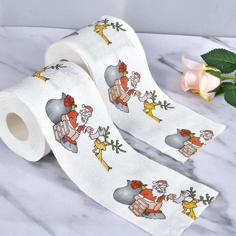 Toilet Paper Christmas Pattern Series Roll Paper Santa Claus Reindeer Hygienic Creative Toilet Papers Rolls Funny Napkins toilet paper