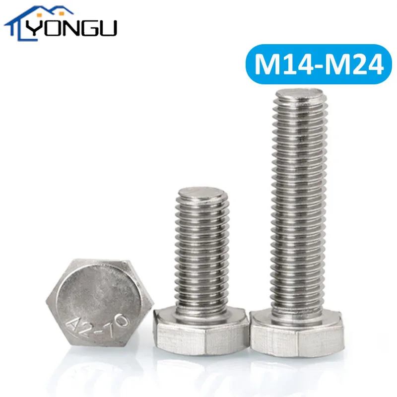 

M14 M16 M18 M20 M22 M24 304 Stainless Steel Hex Head Screws Hexagon Head Bolts With Full Thread External Hex Bolt Screws DIN933