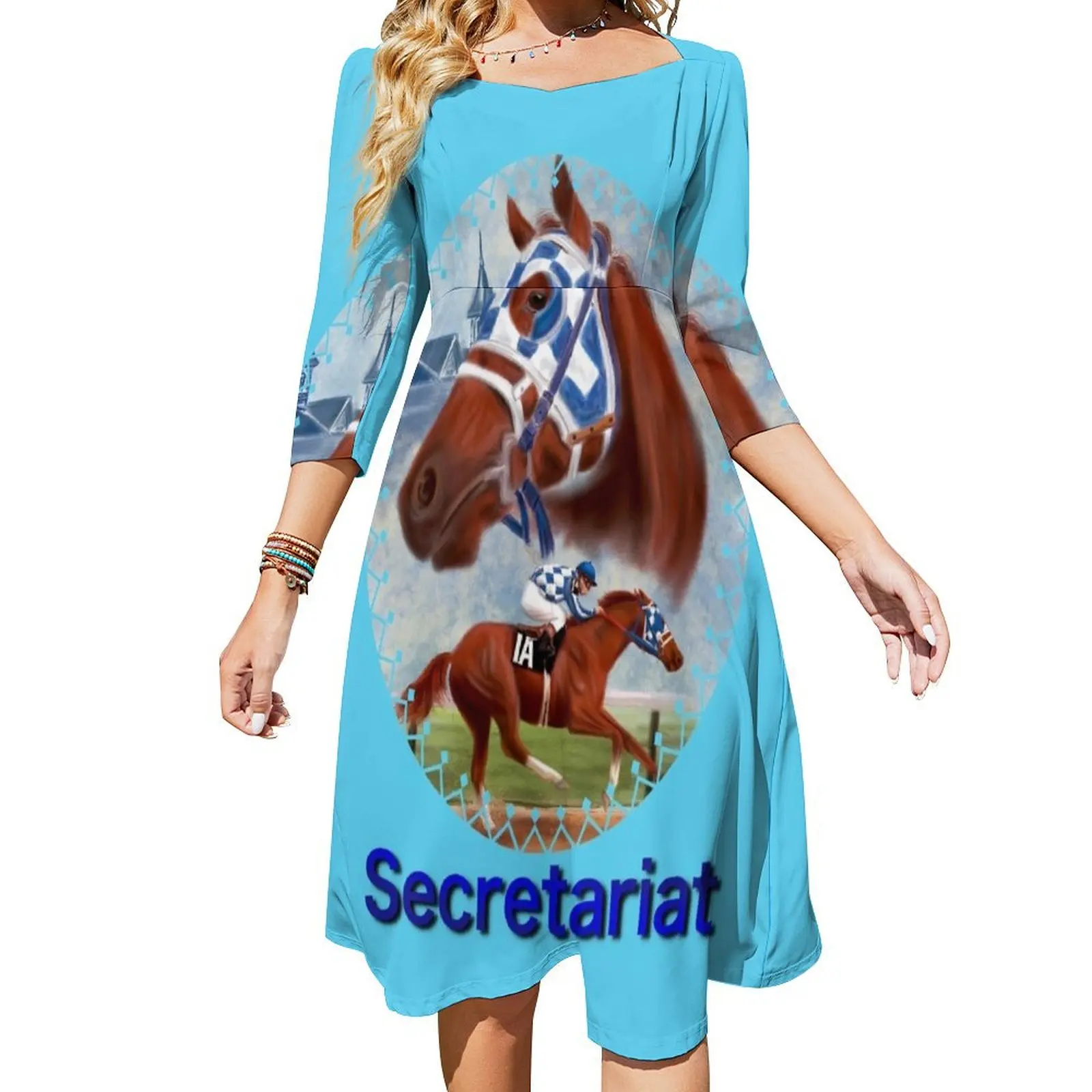 

Женское расклешенное платье с длинным рукавом, с тройной короной