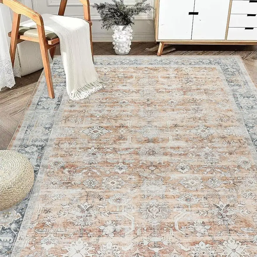 

Homcomoda Distressed Area Rug 5x8 Washable Boho Rug for Living Room Non-Slip Soft Non-Shedding Carpet Vintage Print Accent Rugs