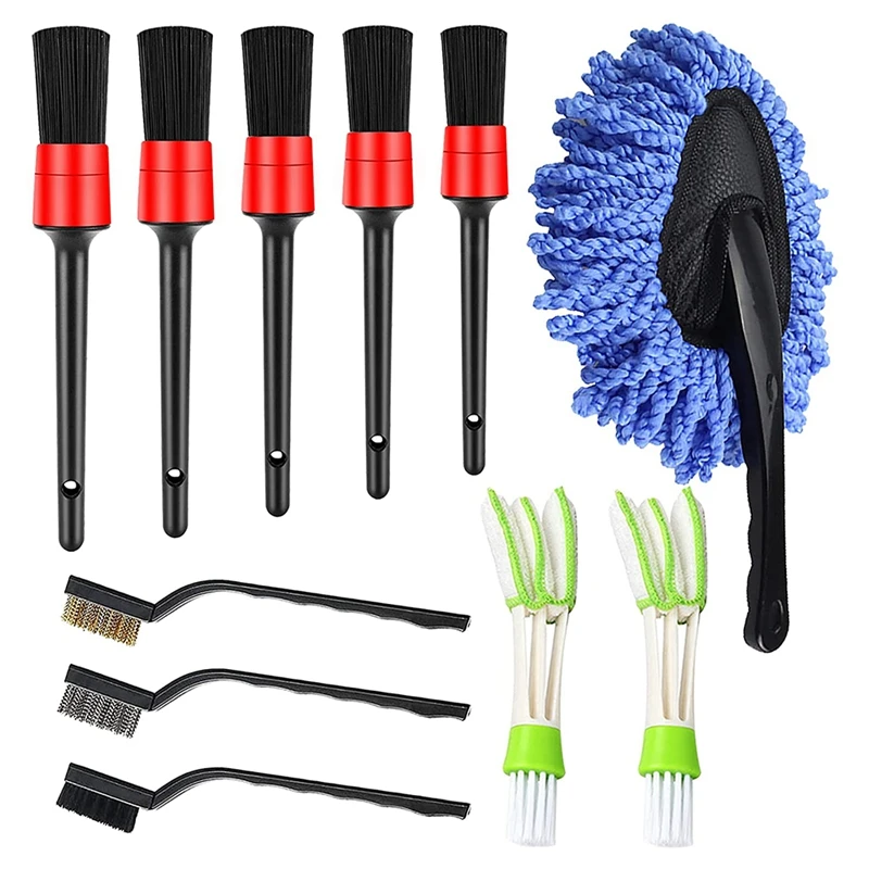 11Pcs Auto Car Detailing Brush Set Car Interior Cleaning Kit Engine