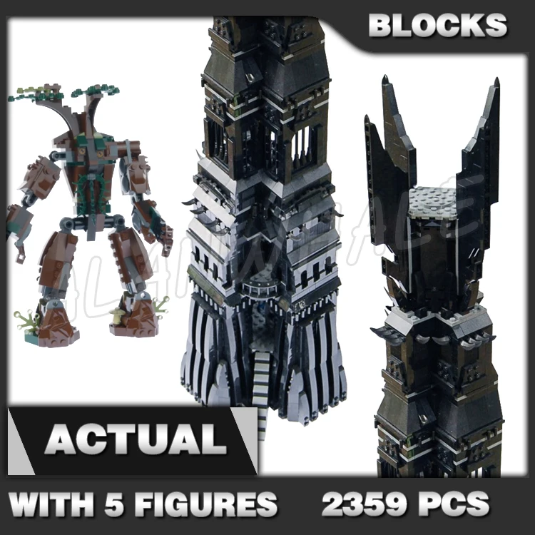 

2359pcs Rings Tower of Orthanc Black Magical Throne Room Ent Tree Orc Pitmaster 18010 Building Blocks Toys Compatible With Model
