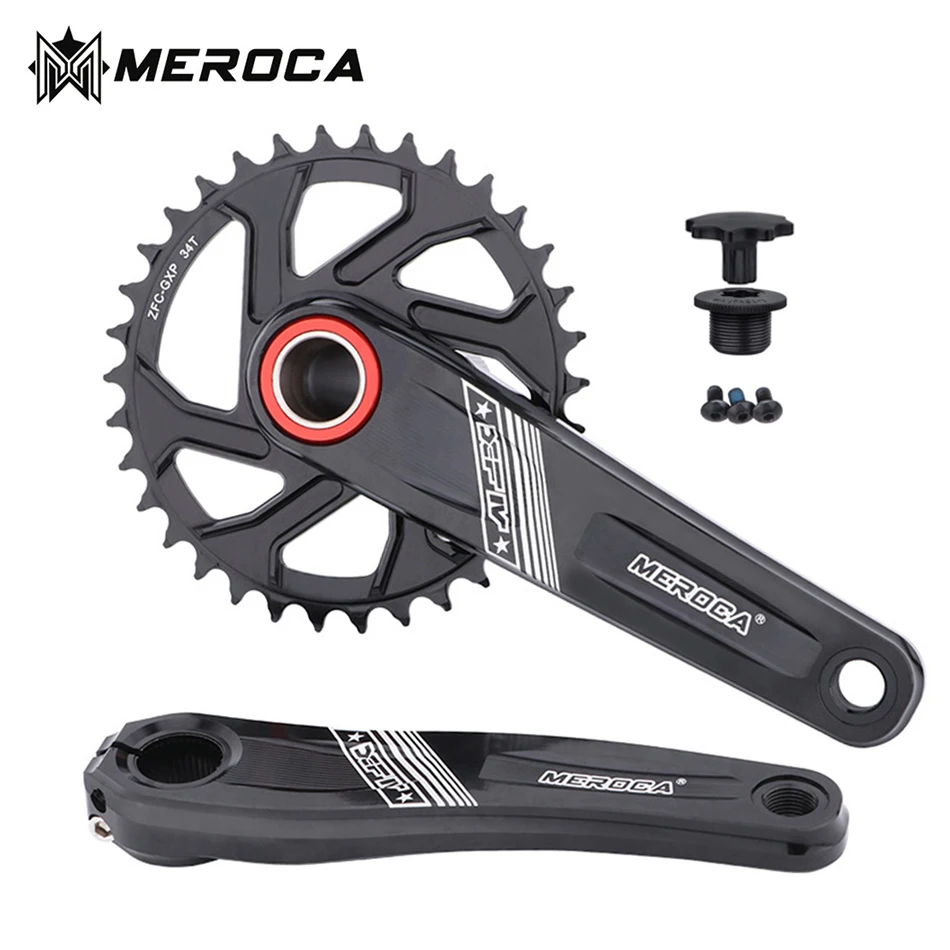 

MEROCA Bicycle Crankset GXP Install Directly 0mm Offset Chainring Narrow Wide 32/34/36/38T Chain Wheel 170mm Crank for MTB Bike