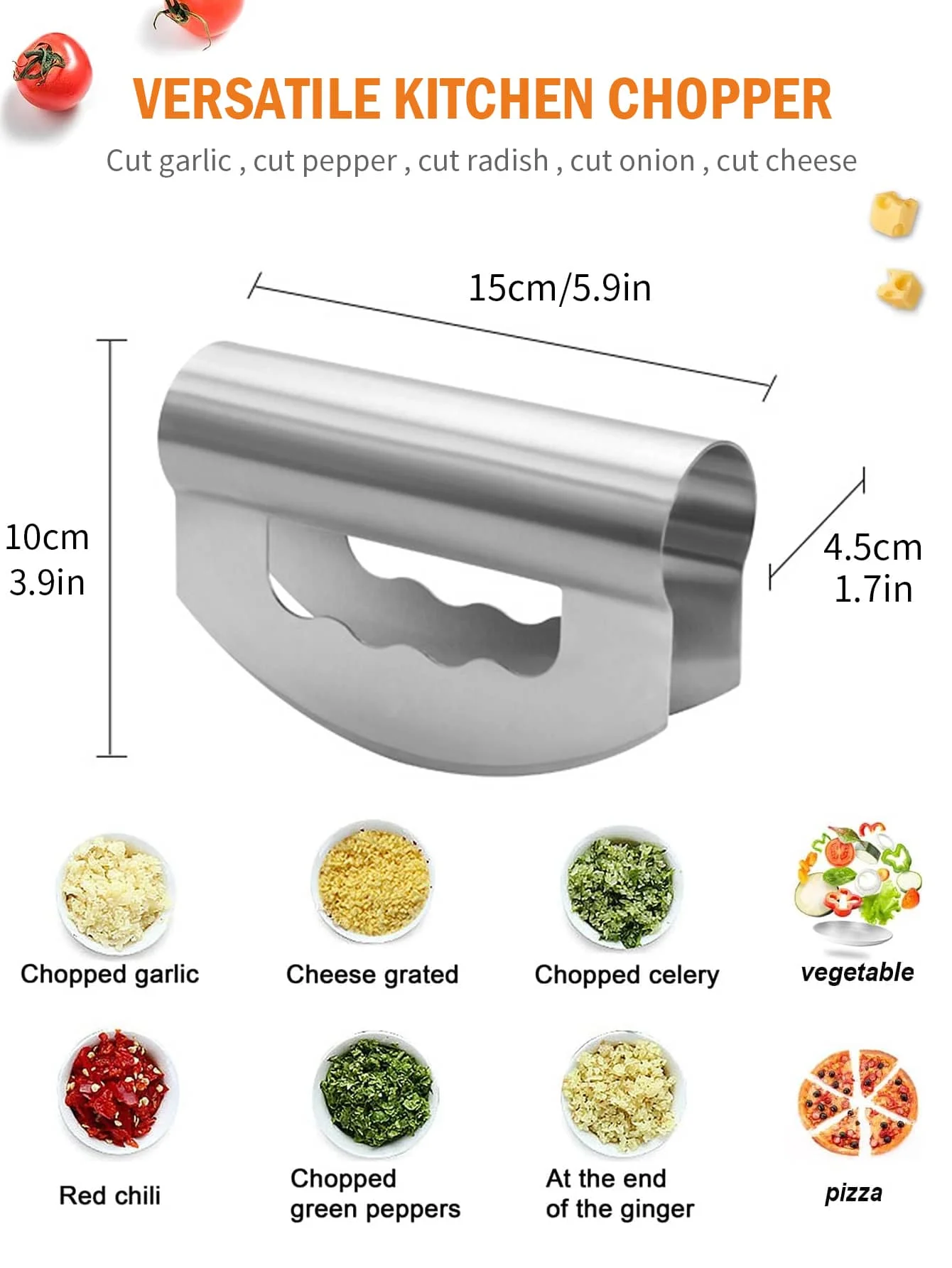Salad-Chopper with Protective-Covers Dual-Wheels Salad-Cutter Food-grade  Stainless Steel Circle Cutter Quick Kitchen Prep - AliExpress