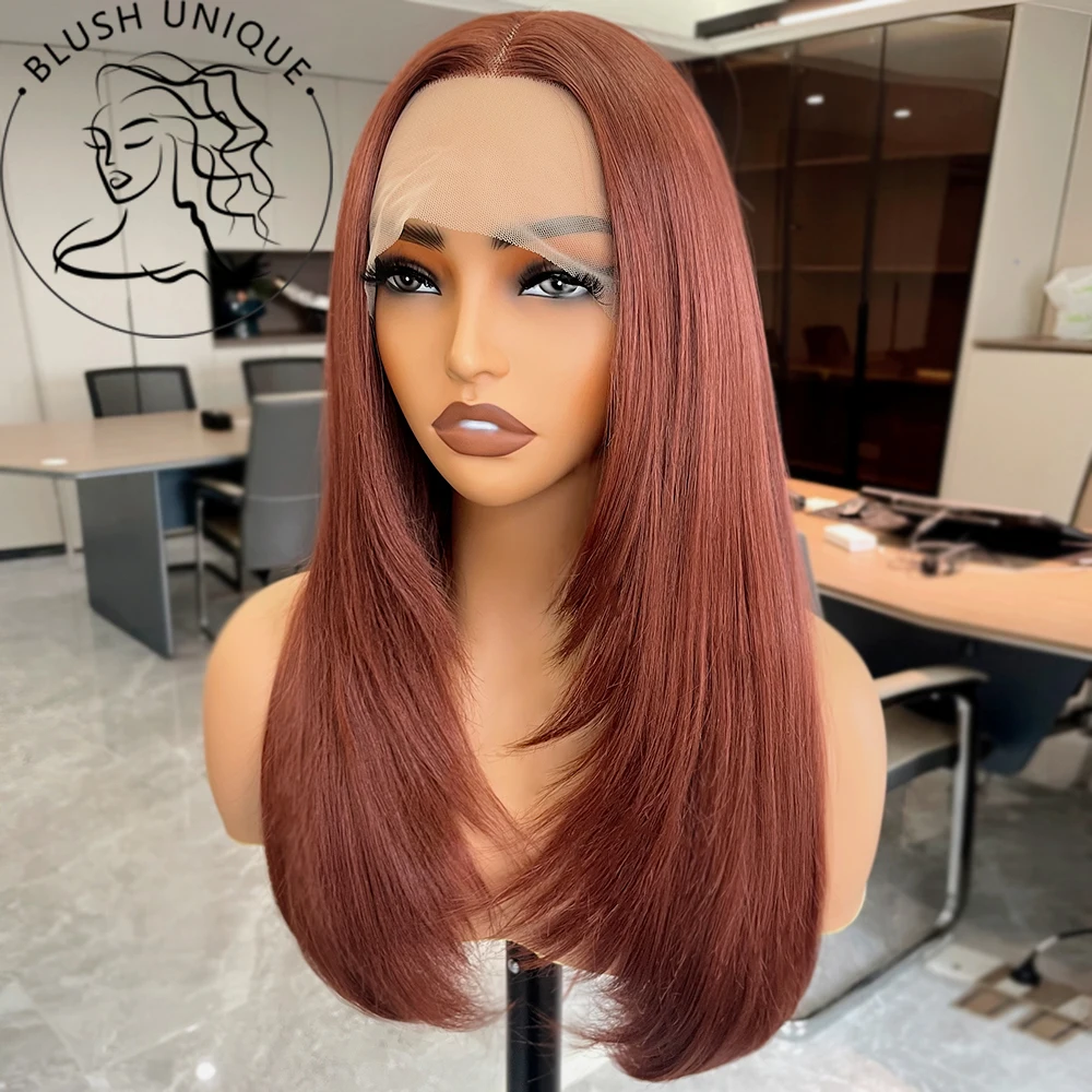 Reddish Brown Natural Hairline Lace Front Wig with Layered Butterfly Cut