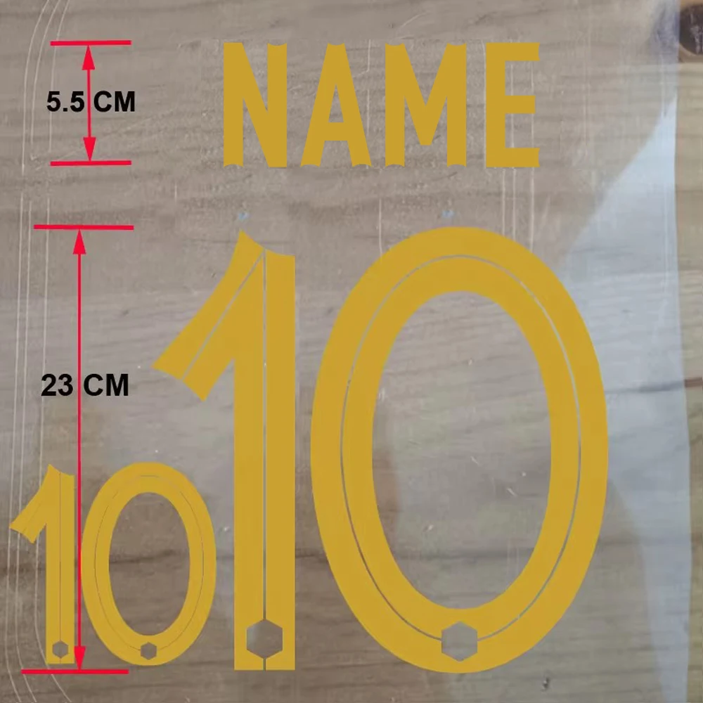 thumbnail image 1 of Conjuntos de nombres de fútbol para adultos Número personalizado 10# 7# 20# 7# Alto 23/10cm Adhesivo de transferencia caliente Kits de fútbol Camisetas Número Parche para planchar, 1 of 5