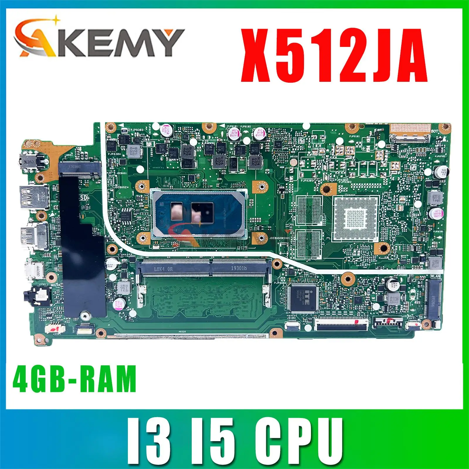 

Mainboard X512JA X712JA X512JP X512JF X512J S512J A512J K512J F512J A712J F712J V712J V5000J Laptop Motherboard I3 I5 CPU