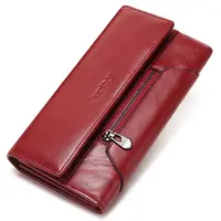 Fashion Women Genuine Leather Wallet RFID Blocking Tri-fold Credit Card Holder Luxury Long Female Phone Clutches purse for women 1