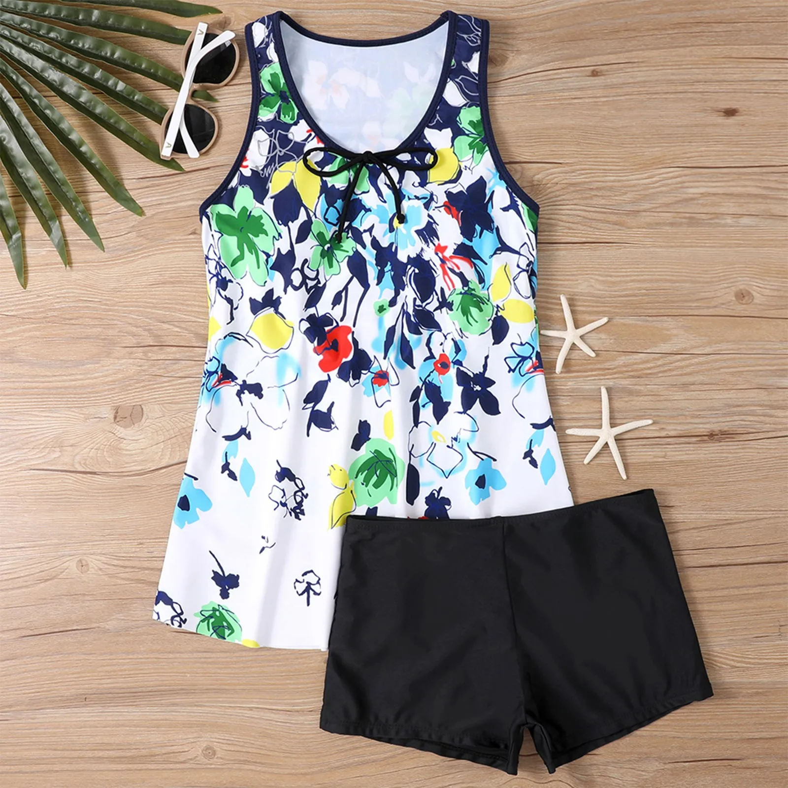 Plus Size Swimsuit Women Two Piece Women'S Sexy Slim Fit Printed Sling Split Boxer Shorts Bikini Beach Bikinis Sets Women 2024