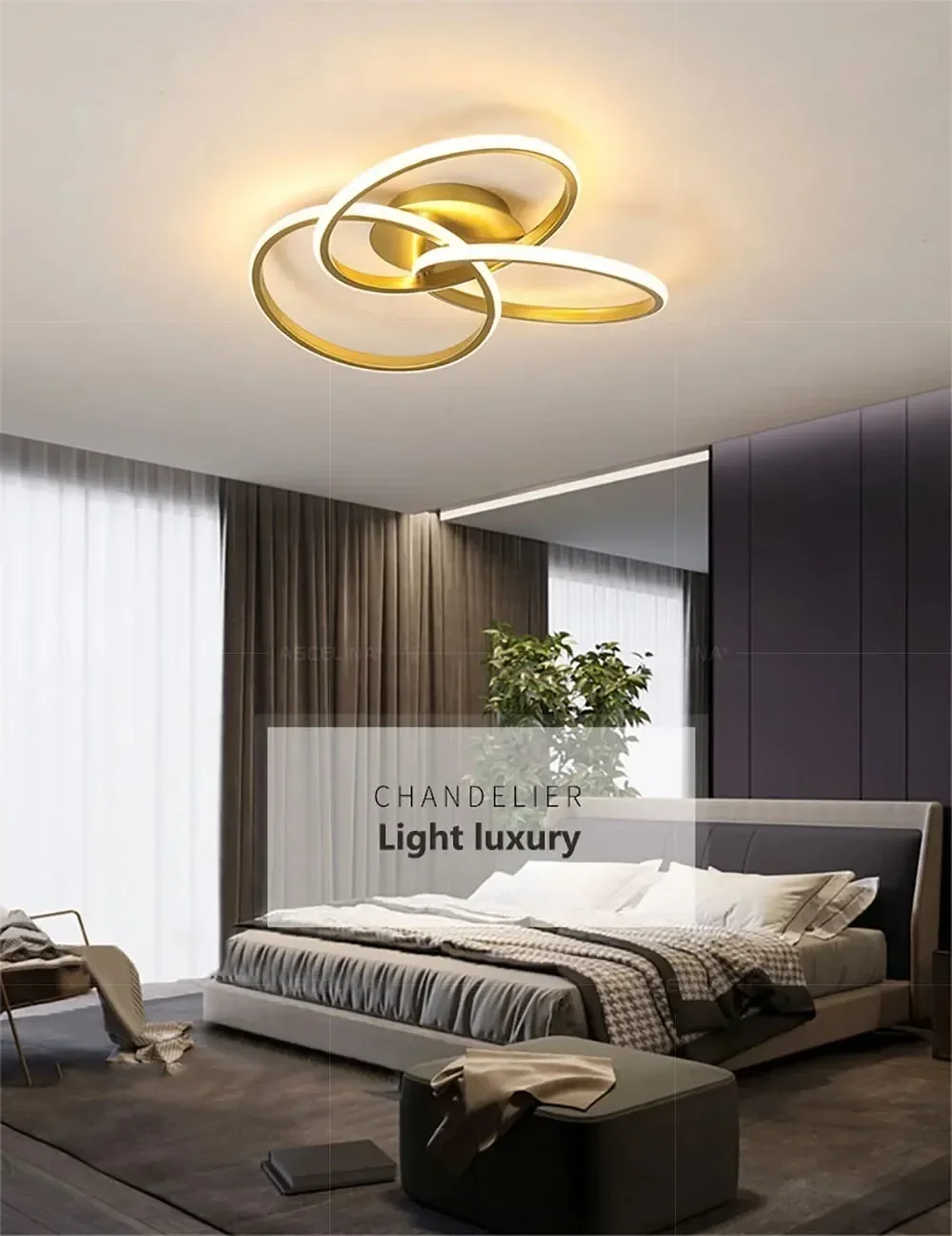 Description Picture 2 of itemModern LED Ceiling Light Indoor Lighting Black Gold Shamrock Lamps Bedroom Living Room Corridor Home Decoration Fixtures Lustre