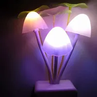 Novelty Mushroom Fungus Night Light EU & US Plug Light Sensor 220V 3 LED Colorful Mushroom Lamp Led Night Lights 4