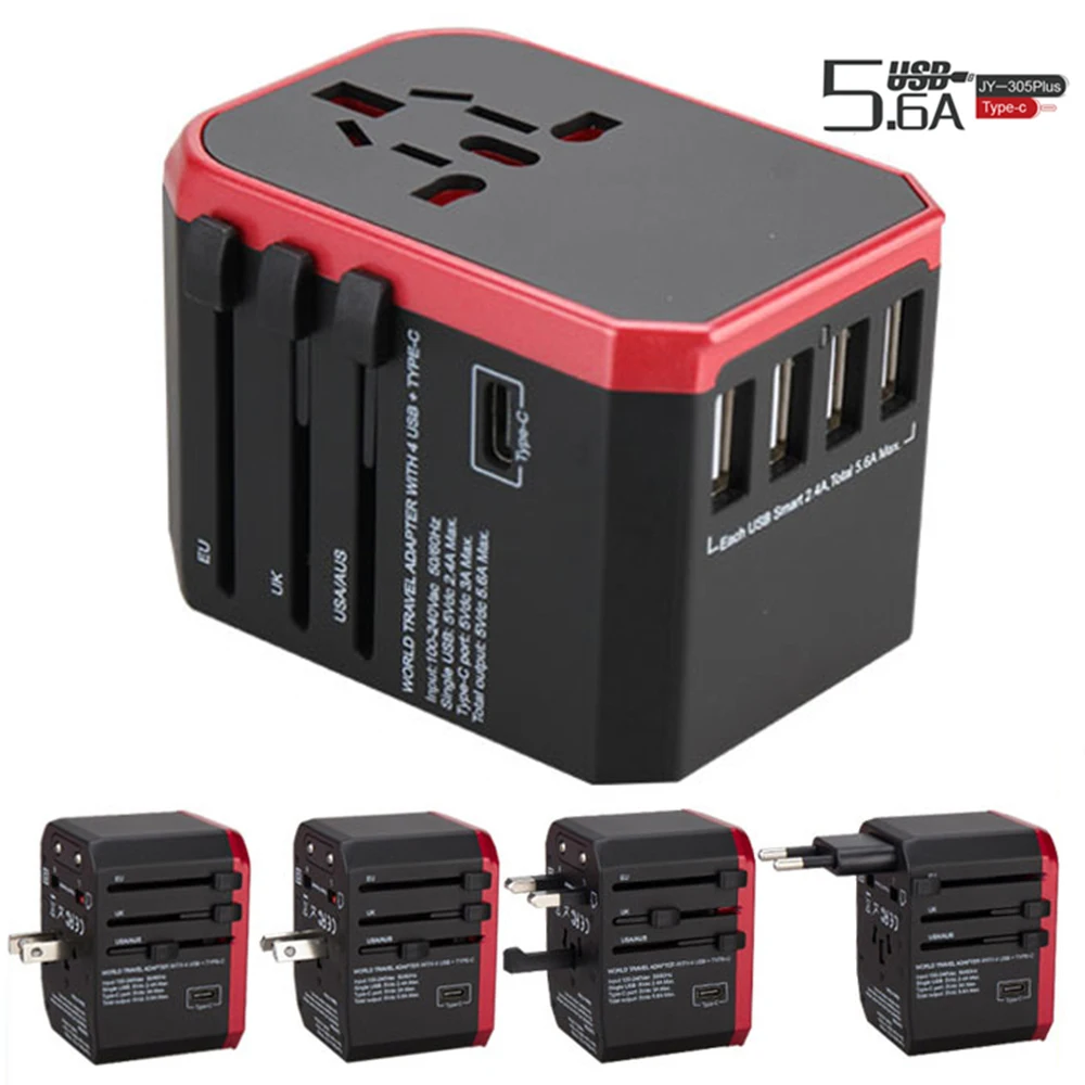 

International Wall Charger AC Plug Adaptor With 5.6A Smart Power Universal Travel Smart Adapter Plug For AUS EU UK US