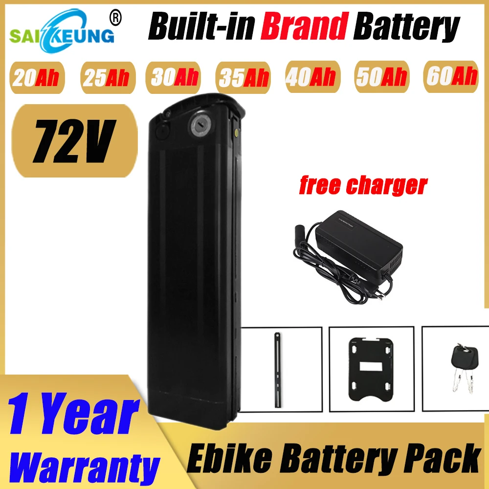 

72V 35ah 30ah 40ah 50ah 60ah 20ah pack lithium rear rack 1500w 3000w bateria 72v 25ah18650 lithium battery ebike battery