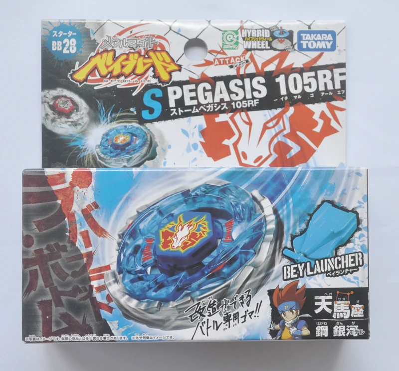 Metal Battle Fusion Top BB28 SPEGASIS 105RF Hybrid Wheel BEY Launcher Spinning Top Toy