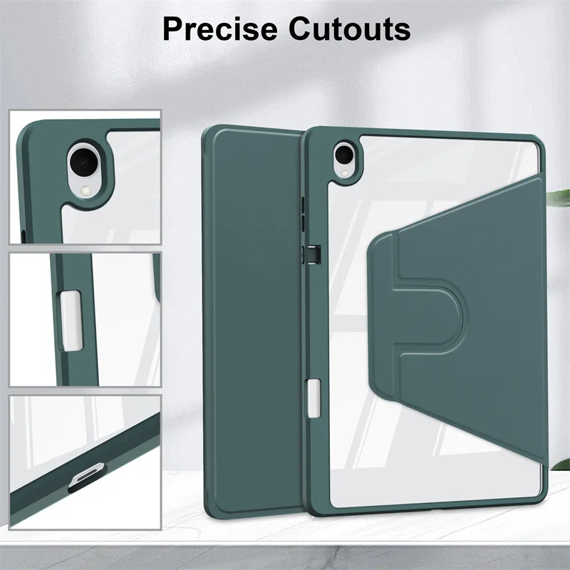 Magnetic Folio Stand Case with Transparent Back and Pen Slot