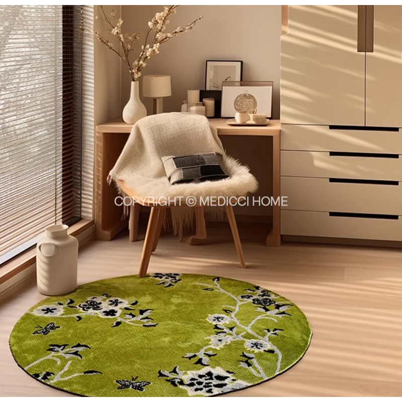 Luxury Dark Green Round 3D Weave Carpet 4